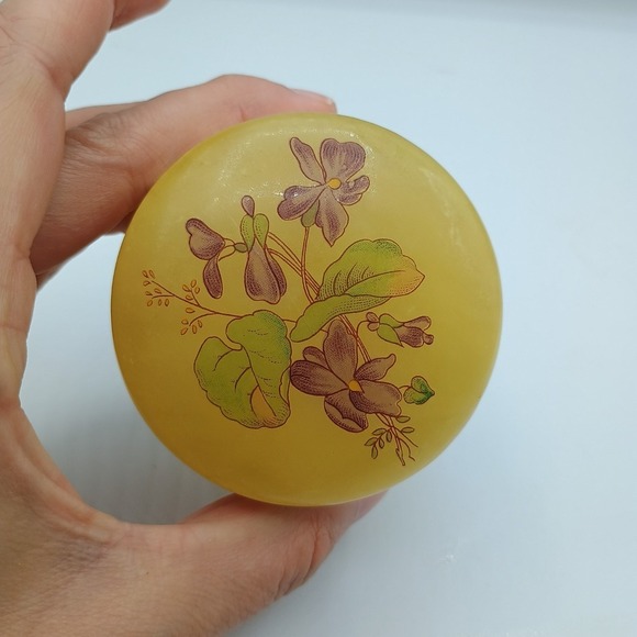 Vintage Genuine Alabaster Jewelry Trinket Hinge Floral Norstrom - Picture 1 of 10